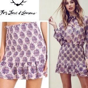 For Love & Lemons clover smocked pencil skirt